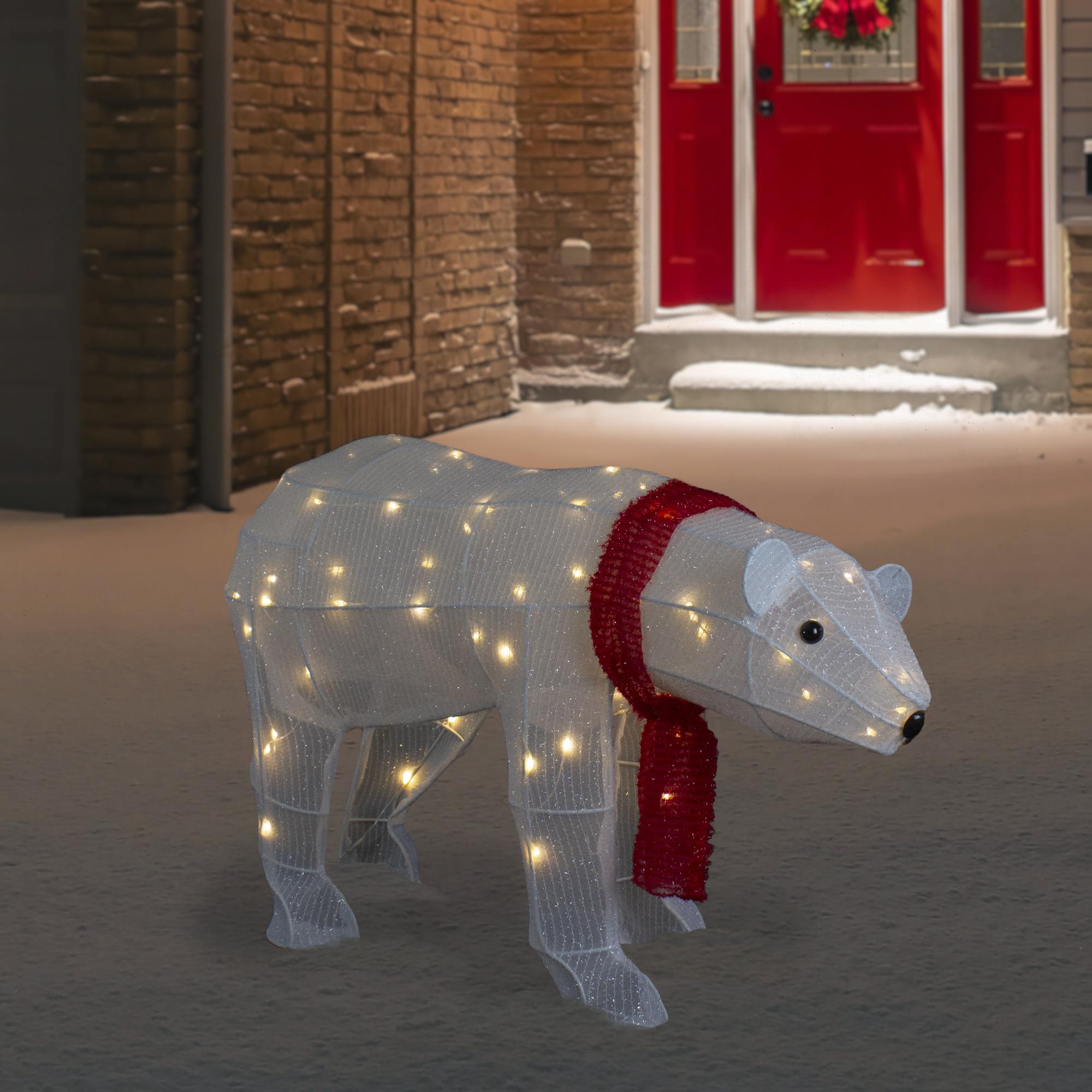 32″ led lighted tinsel polar bear outdoor christmas decoration – Online ...